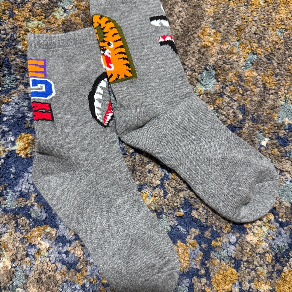 Bape Gray Shark socks brand new one size